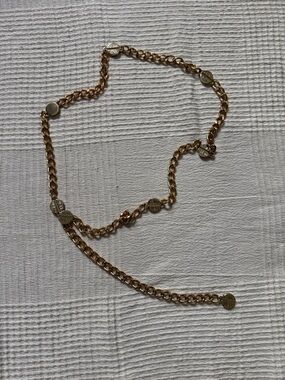 Calvin Klein Vintage Gold Chain Belt with Logo Discs Adjustable